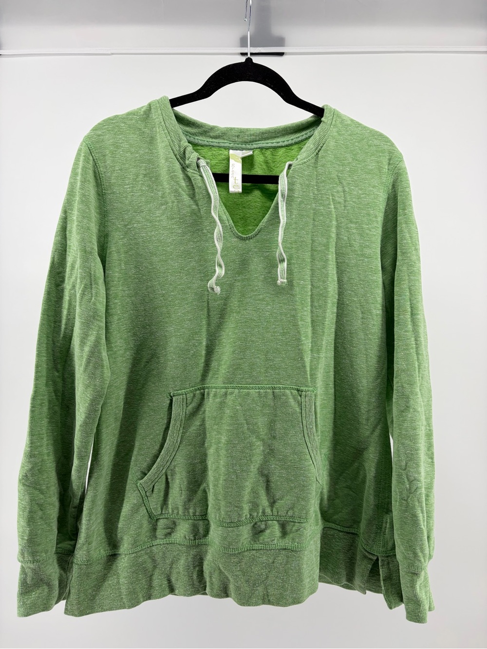 Green Tea French Terry Pullover Sweatshirt Spring Green Mélange Size Large